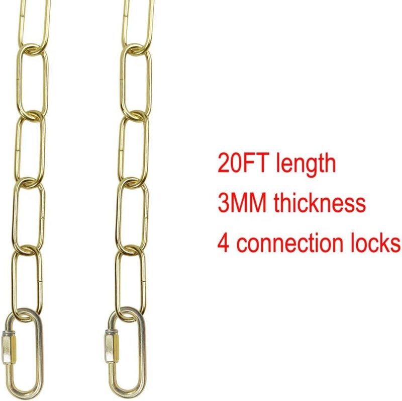 ECUDIS 20 Feet Pendant Light Fixture Chain, Lighting Hanging Chain Extension with Connection Locks, Lighting Chain Replacement for Chandelier, Plants, Fruit Basket (Brass) - Image 3